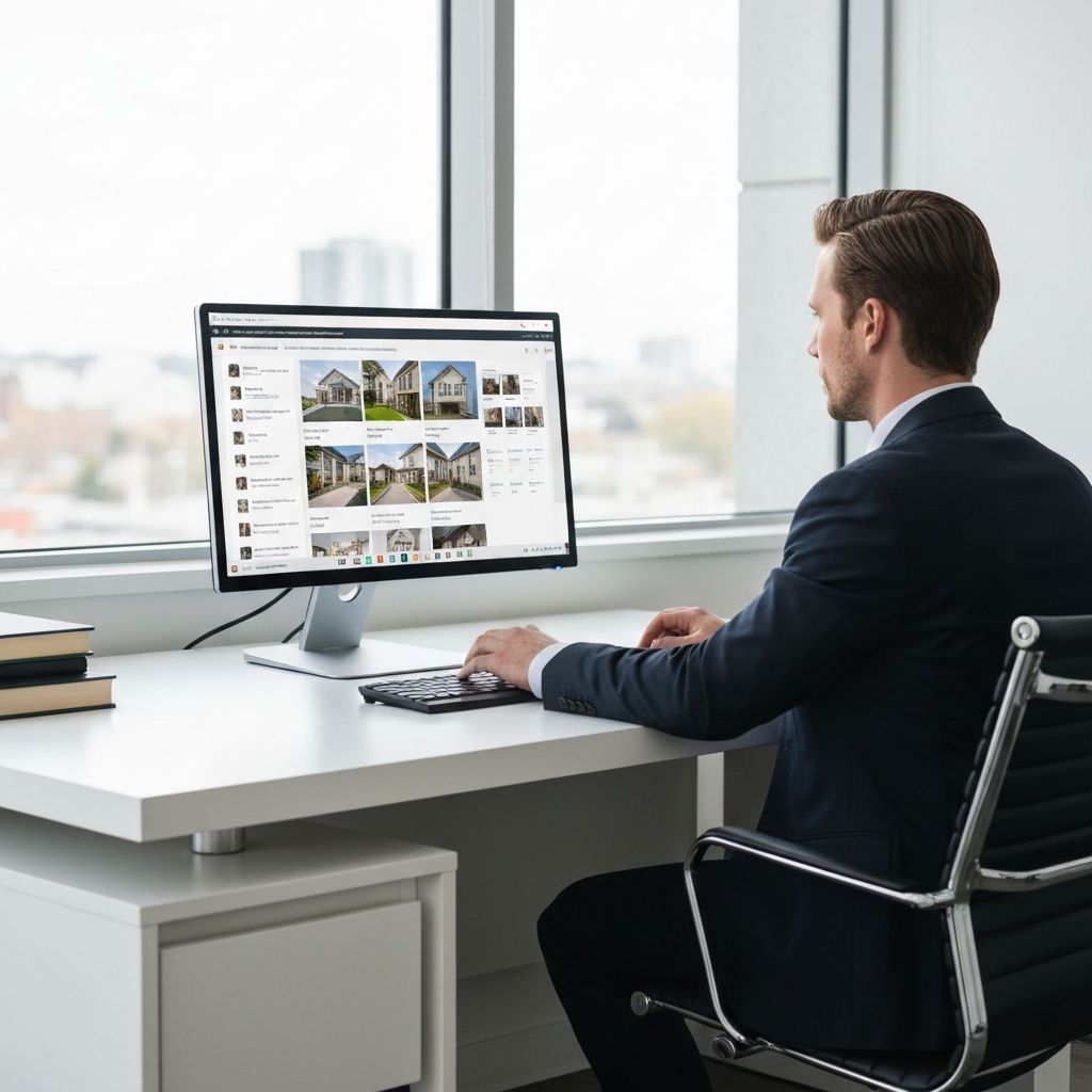 Monitor com dashboard de CRM imobiliário mostrando pipeline de leads e histórico de conversas WhatsApp